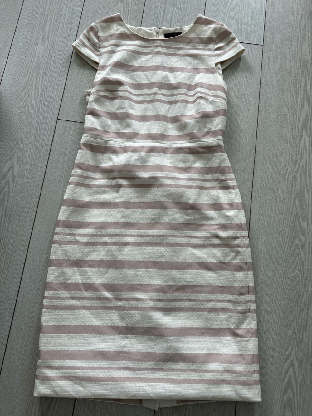 J. Crew Cream and Light Pink Purple Striped Pencil Skirt